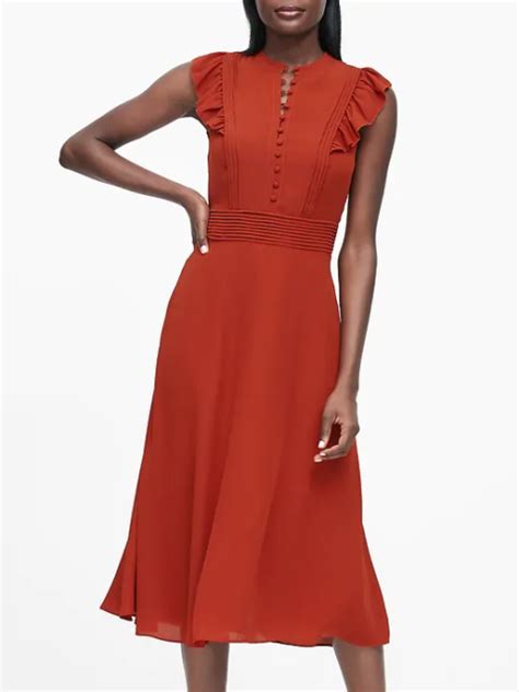 Banana Republic Fit And Flare Dress Size 8 Orange Rust 501335 Nwt