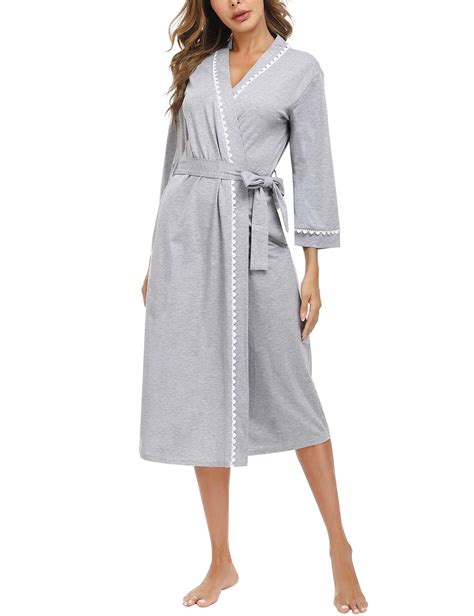 U Vomade Bathrobes For Women Kimono Robe Cotton Lightweight Sleeves
