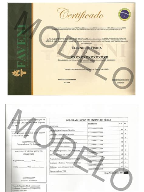 Modelo Certificado Pos Graduacao Faveni 2 Pdf