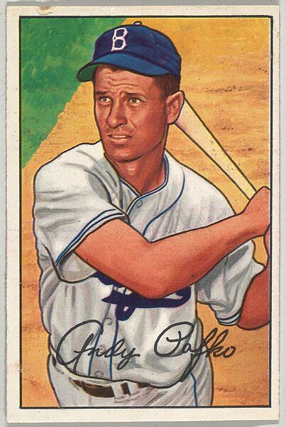 Issued By Bowman Gum Company Andy Pafko Outfield Brooklyn Dodgers