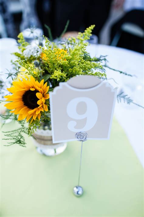 Simple Mason Jar Bouquets With Sunflowers Button Mums Solidago And