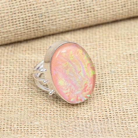 Australian Pink Triplet Opal Ring Gemstone Sterling Silver Etsy