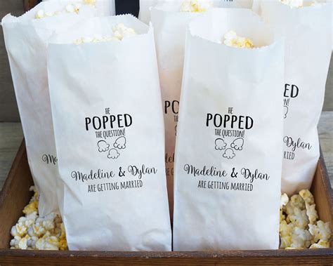 Engagement Party Favor Bags Popcorn Buffet He Popped The Question