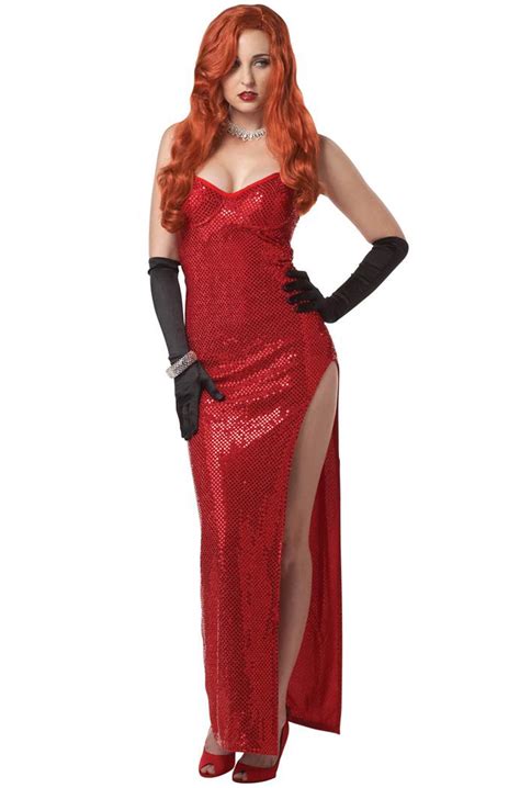 Jessica Rabbit Costume Womens Red Sex Symbol Movie Character Sequin