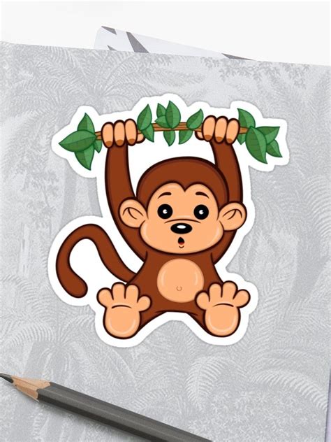Cute Cartoon Monkey Sticker By Toonanimal Monkey Stickers Cartoon
