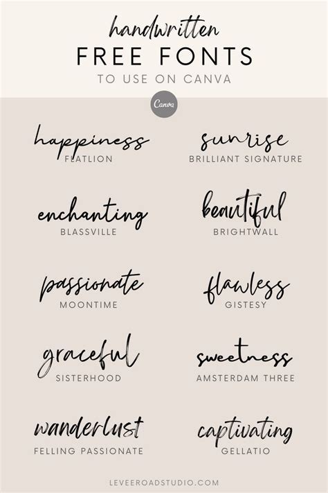Best Free Canva Fonts Script And Handwritten Fonts And Calligraphy