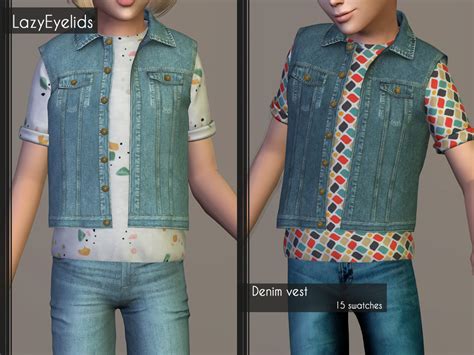 Denim Vest Jumpsuit And Sweatshirt From Lazyeyelids • Sims 4 Downloads