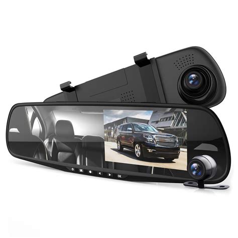 Pyle Plcmdvr49 Hd 1080p Dvr Rearview Mirror Dash Cam Kit Dual