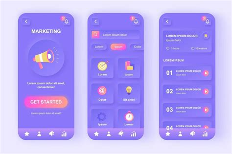 Digital Marketing Unique Neomorphic Mobile App Design Kit