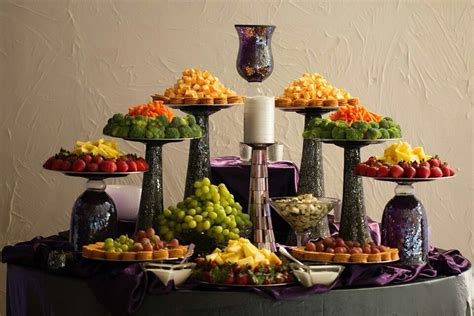 Platters On Top Of Vase Or Candle Bottoms Fruit Buffet Buffet Set