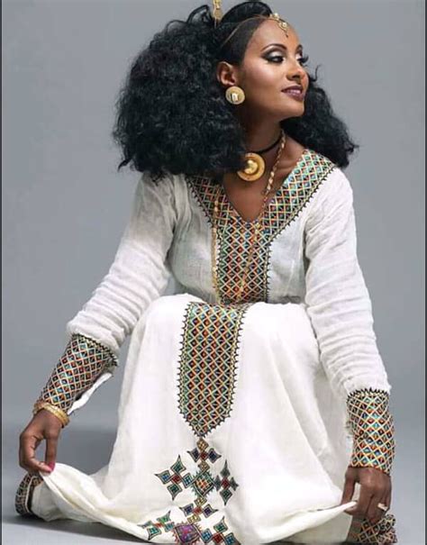 Ethiopian Lady In Habesha Kemis Traditional Attire Clipkulture Clipkulture