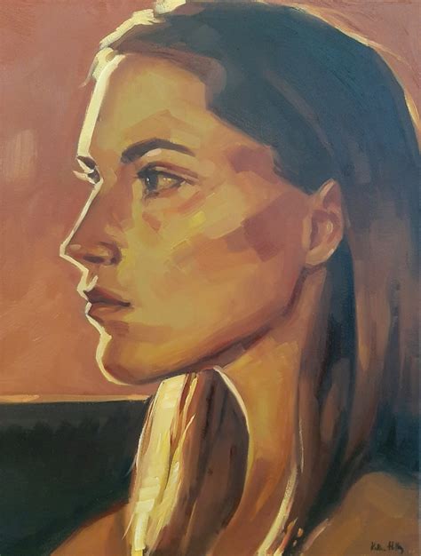 Sale Female Portrait Oil Painting Warm Light Feminine Face Etsy