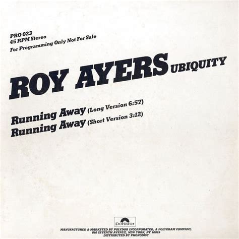 Roy Ayers Ubiquity Running Away 12 Promo For Sale Discogs In 2020