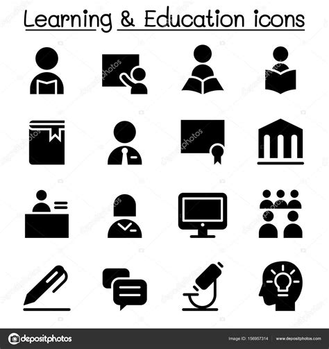 Learning And Education Icon Set Vector Illustration Graphic Design Stock