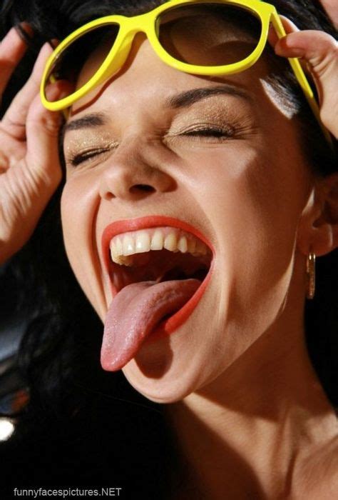 Smiling Beautiful Woman With Long Tongue Sticking Out Funnyface Expressions Photography Face