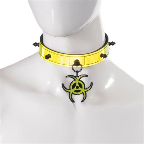 Dsf Cyber Charm Biohazard Collar Real Leather Choker Etsy In 2022