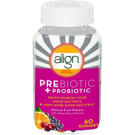 Align Prebiotic Probiotic Supplement Gummies Natural Fruit Flavors 60 Ea Pack Of 2