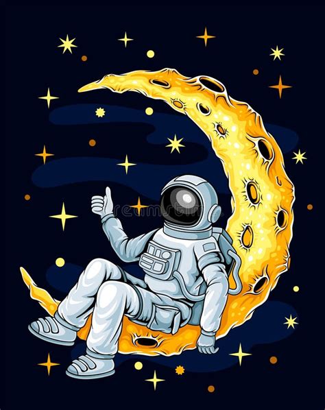Astronaut Sitting On Moon Stock Illustration Illustration Of Sign