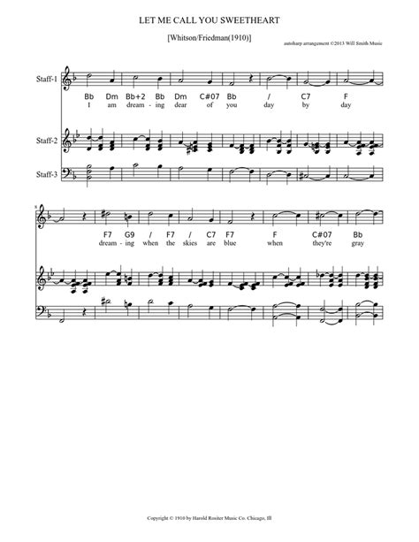 Let Me Call You Sweetheart Versechorus In Bb Sheet Music For Piano Mixed Trio