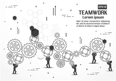 Gearwheel With Teamwork Template Vector 04 Welovesolo