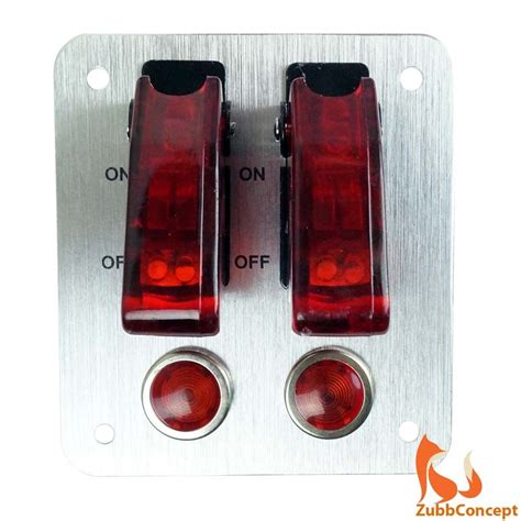 2 Rows Red Safety Cover Toggle Switch With Red Indicator Light Aluminum