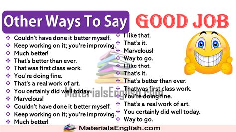 Other Ways To Say Good Job In English Materials For Learning English