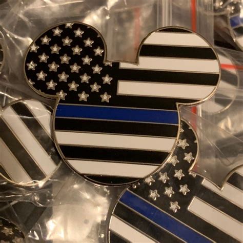Thin Blue Line And American Flag Crossed Double Waving Lapel Etsy