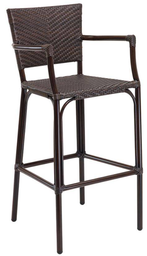 Dark Java Weave Outdoor Bar Stool With Arms By Florida Seating