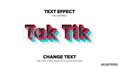 Tik Tok Text Effect Mockup Full Editable Text Buy This Stock Vector