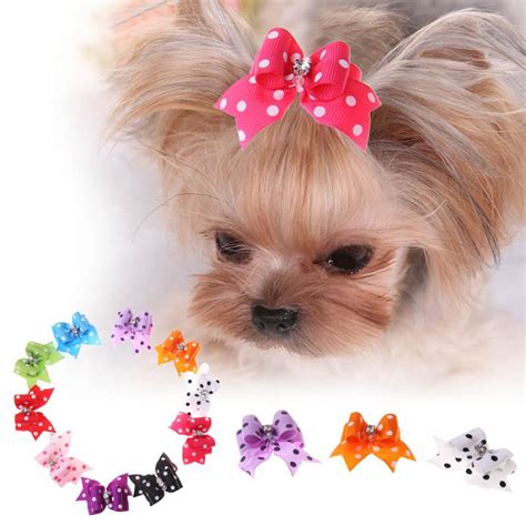 New 10pcsset Dog Grooming Bows Diamond Style Pet Cat Hair Bows Dog