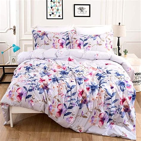 Floral Duvet Cover Queen 3 Pieces Lightweight And Soft Botanical