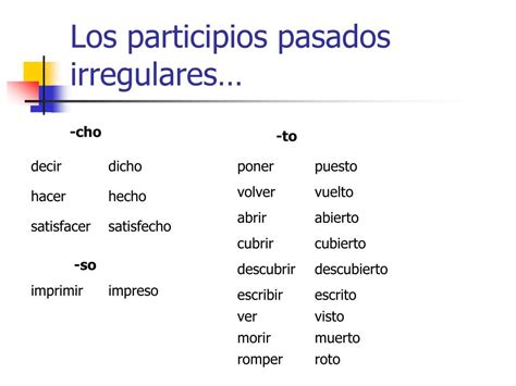 Ppt El Participio Pasado Y La Voz Pasiva Powerpoint Presentation