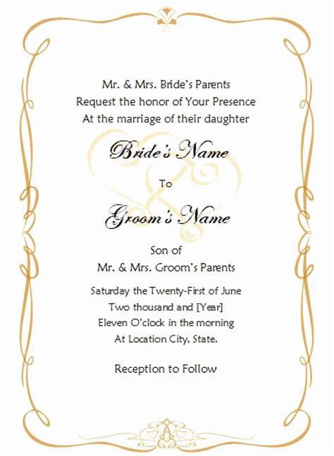 Microsoft Word Wedding Invitation Template Letter Example Template