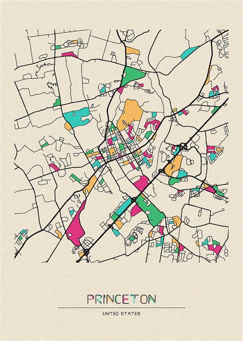 Princeton New Jersey City Map Drawing By Inspirowl Design
