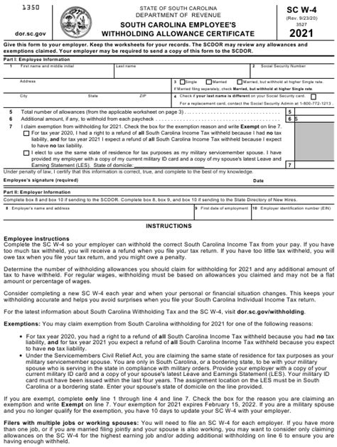 South Carolina Employee Withholding Form 2023