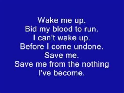 (wake me up) bid my blood to run (i can't wake up) before i come undone (save me) save me from the nothing i've become. Bring Me to Life - Evanescence - YouTube