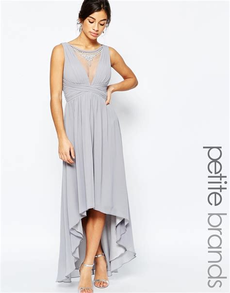 Lyst Little Mistress Maxi Dress With Embellished Mesh Insert In Gray
