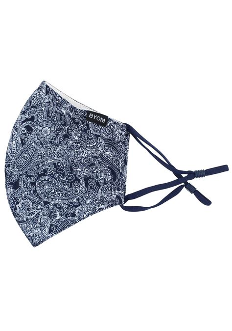 Bandana Paisley Mask Navy And White Paisley Face Mask With Filter By