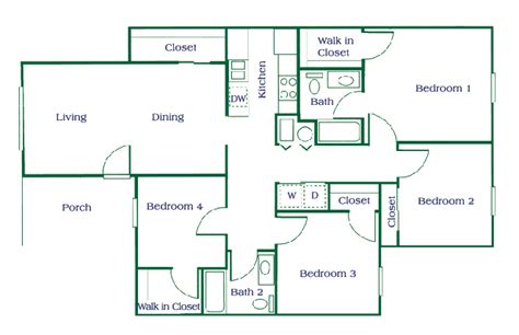 4 Bedroom Apartment 50 Four 4 Bedroom Apartmenthouse Plans