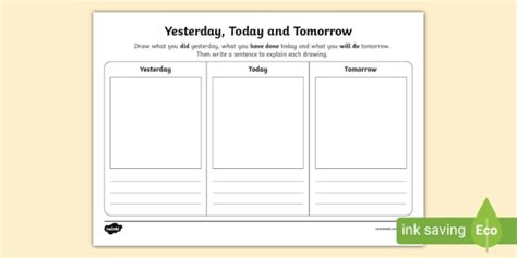 Yesterday Today And Tomorrow Activity Sheet Teacher Made