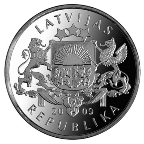 Lețmō), officieel de republiek letland (lets: Worldcoins / Km 101 / Latvia / Letland / 1 Lats / 2009 / Unc / Ring - Hansmunt