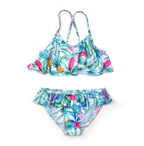 Girls Tropicale Flounce Frill Bikini Bonco Kids Teen And Tween Swimwear