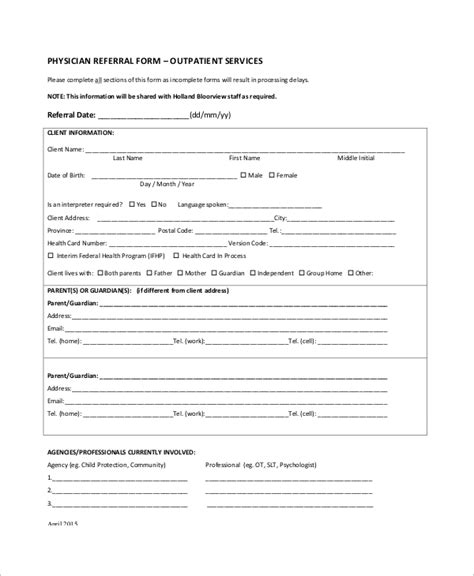 Medical Referral Form Template Free