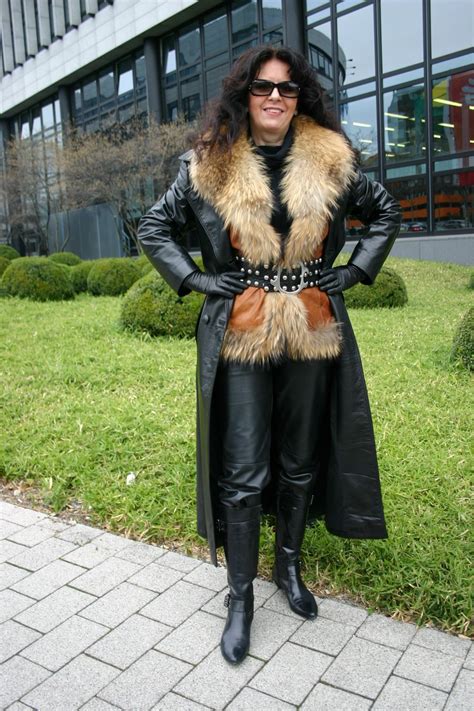 Leather And Fur Leather Outfit Leather Coat Leather Mistress
