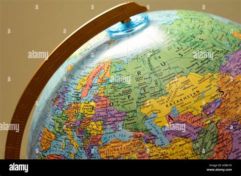 Map Of Europe On A Globe Stock Photo Alamy