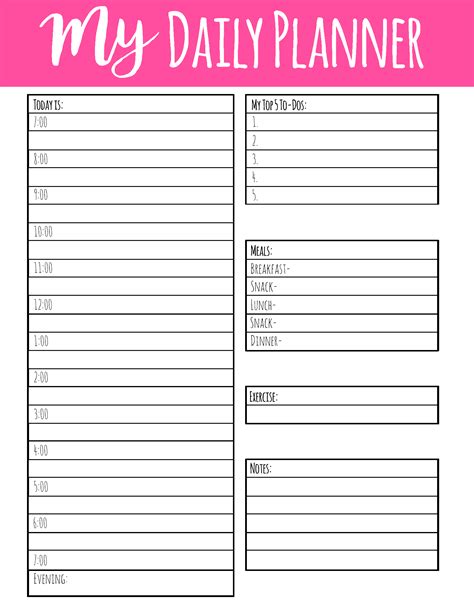Free Printable Daily Planner Page - Mary Martha Mama