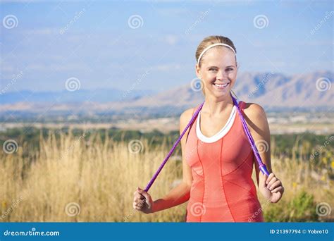 Happy Active Fitness Woman Stock Photo Image Of Horizon 21397794