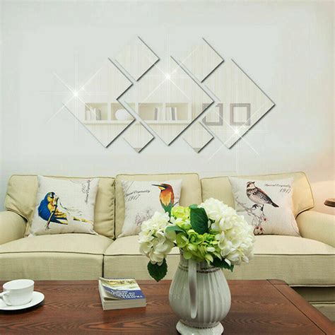 3d Mirror Diamond Wall Sticker Rhombus Decal Removable Diy Art Home