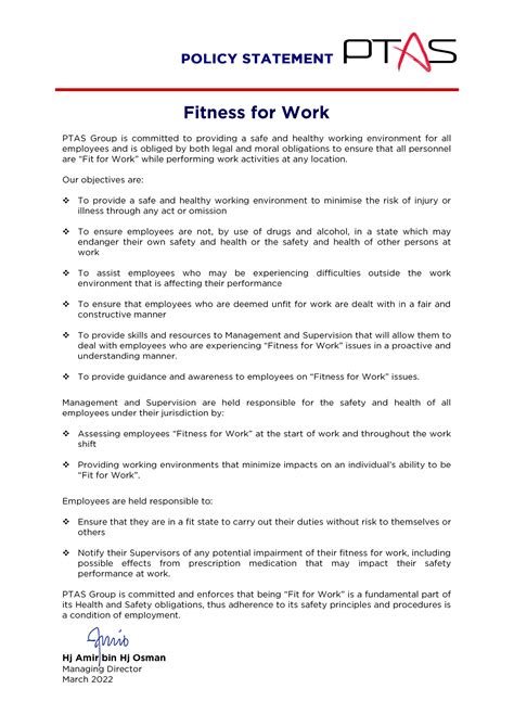 Fitness For Work Ptasgroup