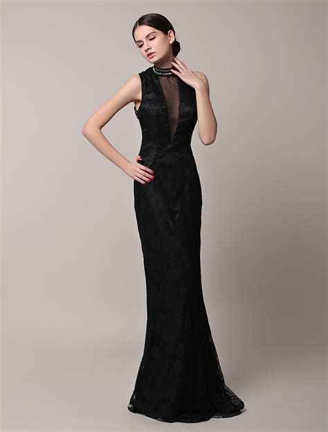 Black Prom Dresses 2021 Long Backless Evening Dress Lace Cut Out